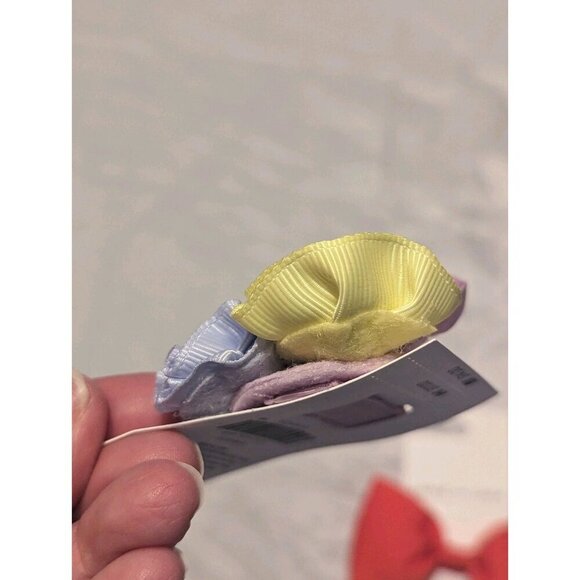 JANIE AND JACK NWT Set of 2 Bows One Coral Red Bow and One Multicolored (1097) - Picture 3 of 8